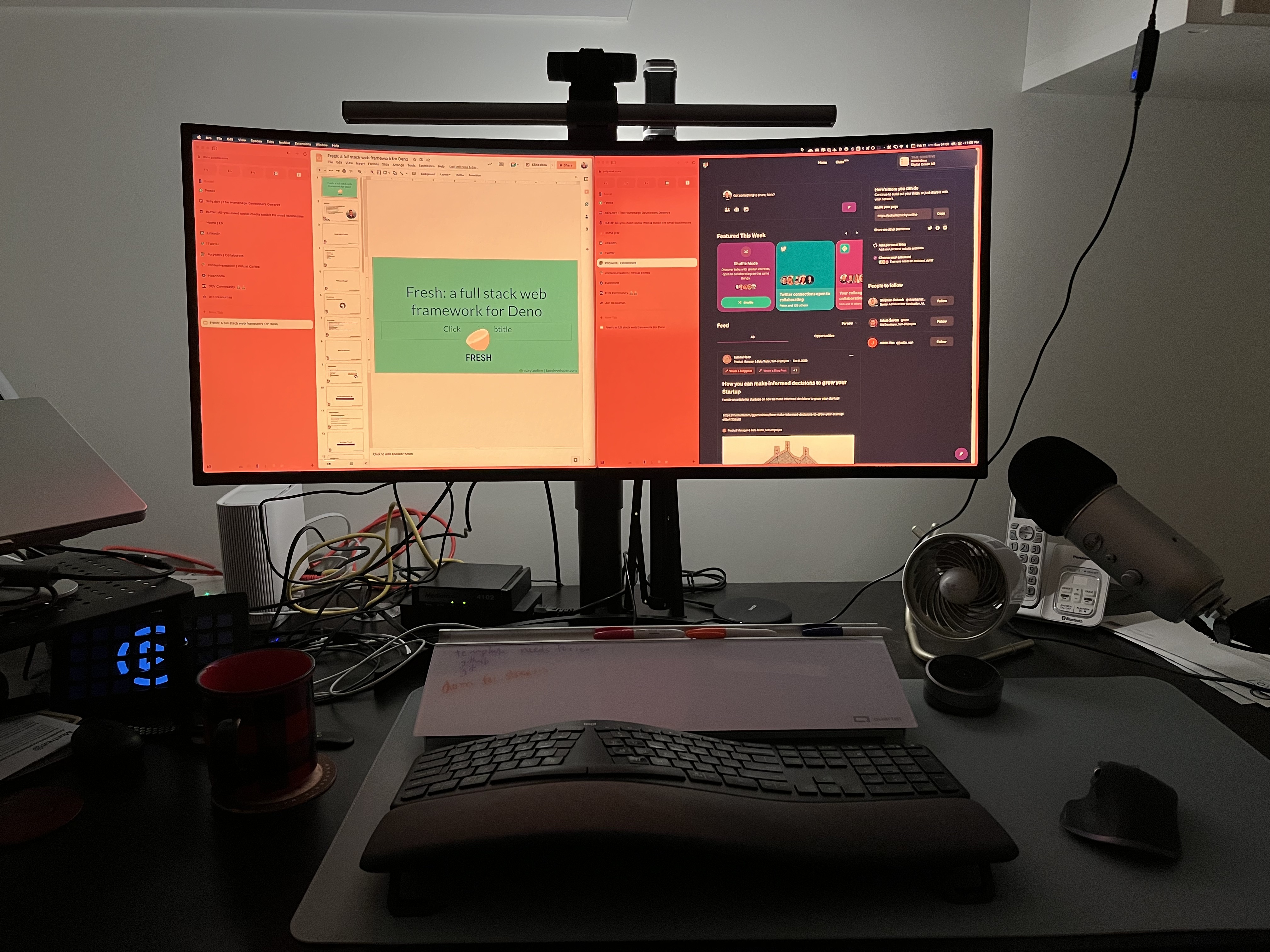 BenQ Halo Screenbar light on top of my monitor with only the rear light on