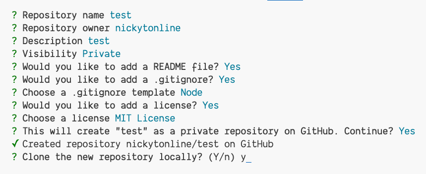 The GitHub CLI asking the user if they want to clone the repository