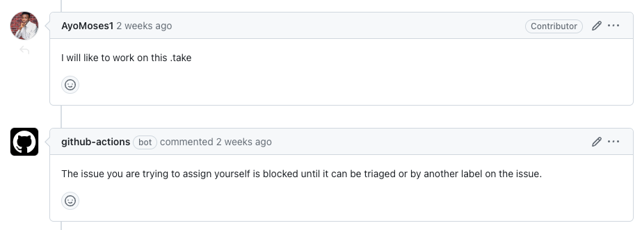 Someone trying to self-assign an issue when there are blocking labels on the issue